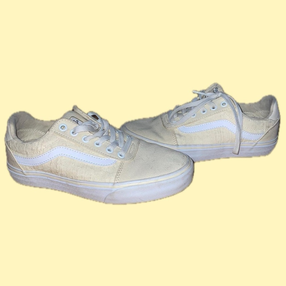 Yellow & white deluxe comfort vans size 7.5 womens